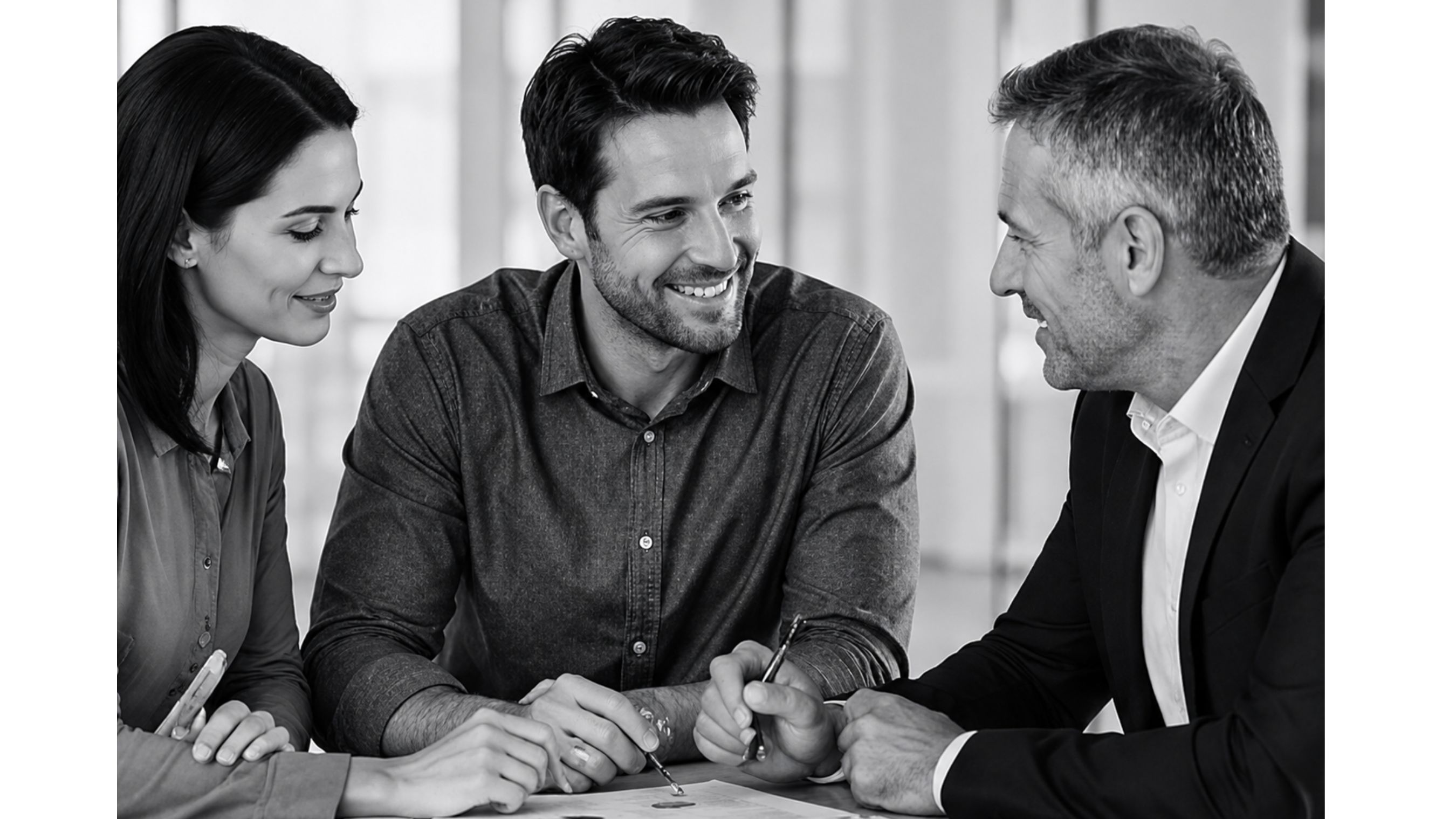 A couple discussing their plans with an adviser