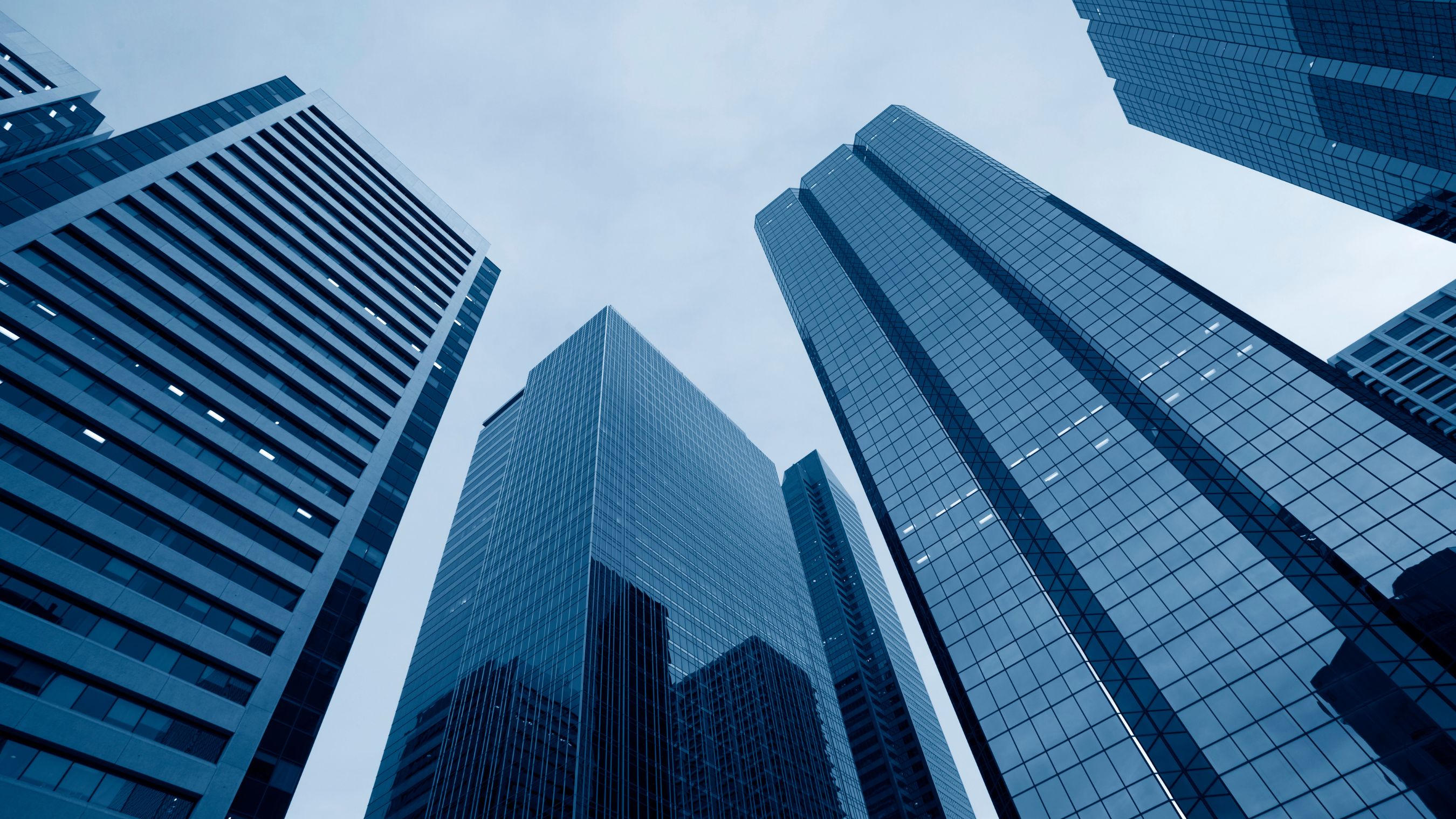 Glass skyscrapers rising towards the sky